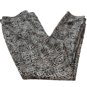 Chico's Travelers Pants Women's 3 Black White Side Zip Elastic Waist Com…